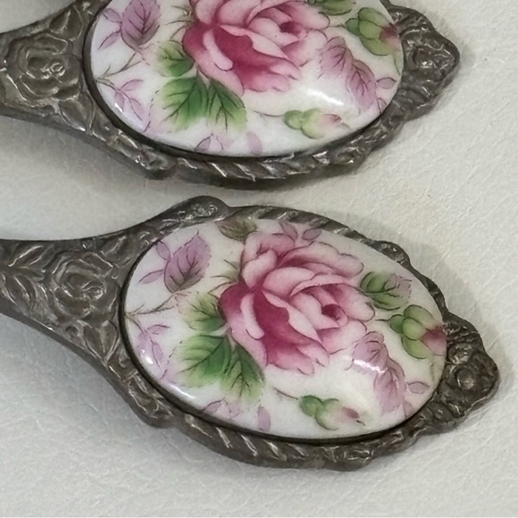12 Japanese Stainless Steel Tea Spoons and Forks , Pink & Gold Flower Inlay - Picture 5 of 7